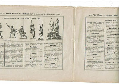 Cataloguespécial des Soldats plats en étain de toutes les époques, de toutes les nations de toutes les armes. Au Plat d'Etain. Maison Lucotte, P Courtès.