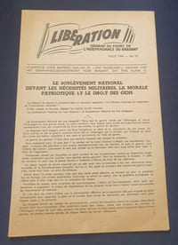 Liberation - Organe du Front de l'independance du Brabant - N.19 - Aout 1944