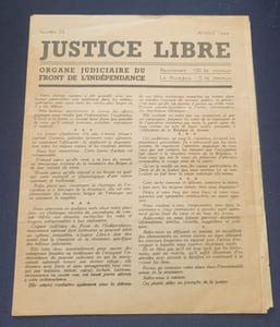 Justice Libre - Organe Judiciaire du Front de L'Indépendance - Numéro 29 - Janvier 1944