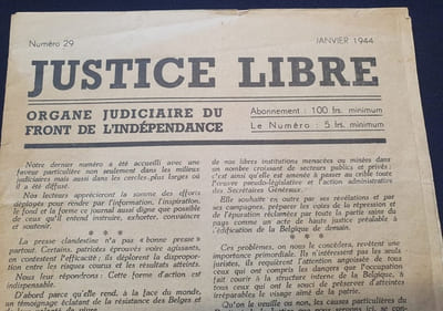 Justice Libre - Organe Judiciaire du Front de L'Indépendance - Numéro 29 - Janvier 1944