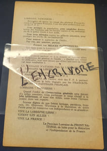   Rare tract de la Résistance française - Front National de lutte pour l'indépendance et la Libération de la France -Nancy / Lorraine