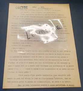   Rare tract de la Résistance française -Front national du théatre , de la Musique , Comités d'Aide au Réfractaires du Spectacle 