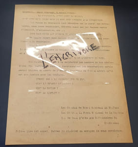   Rare tract de la Résistance française -Front national du théatre , de la Musique , Comités d'Aide au Réfractaires du Spectacle 