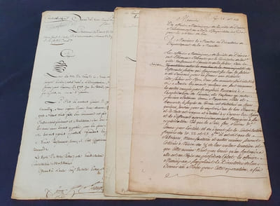 4 documents manuscrits concernant les salines de Dieuze en 1791