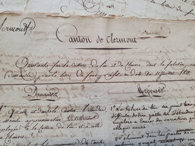 Ensemble de documents manuscrits  sur la culture du lin et du chanvre en Auvergne - 1811