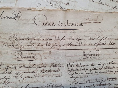 Ensemble de documents manuscrits sur la culture du lin et du chanvre en Auvergne - 1811. undefined