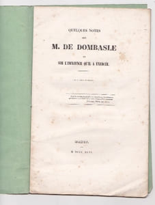 Quelques notes sur M. de Dombasle et l'influence qu'il a éxercée 