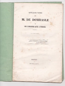 Quelques notes sur M. de Dombasle et l'influence qu'il a éxercée . Anonyme