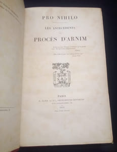 Les antécédents du procés d'Arnim 