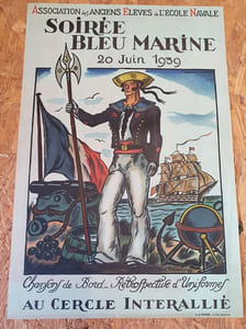 Affiche Association des anciens élèves de l'école navale - Soirée Bleu Marine 1939