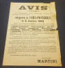 Affiche : Achats chevaux et charriots Arm&eacute;e Allemande Sars Poteries Janvier 1915. 