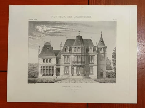 Belle Gravure De Maison à Nancy M Cuny Architecte Moniteur Des Architectes 1878 Pl 13. BRUCK Sculpteur LEMERCIER Imp