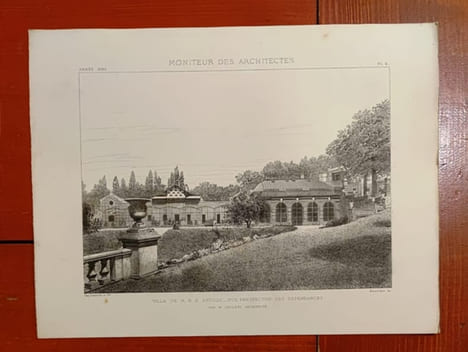 2 Belles Gravures De Villa de M. R. à Andilly Leclerc Architecte Moniteur Des Architectes 1880 Pl 2 et 6. BOSREDON Sculpteur LEMERCIER Imp