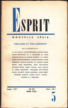 REVUE ESPRIT - Nouvelle Série - 5 - Mai 1963 - Numéro Spécial Vieillesse et Vieillissement. COLLECTIF