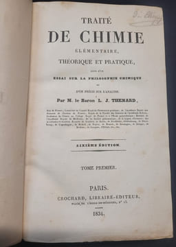 Traité de chimie élémentaire théorique et pratique suivi d'un essai sur la philosophie chimique - 5 tomes en 5 volumes - Complet. Baron L. J. Thenard