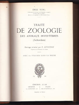 Traité De Zoologie Des Animaux Invertébrés ( Achordata ). YUNG Emile