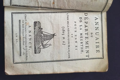 Annuaire du département de la Meurthe pour l'an XI de l'ère de la République française ( 1803)