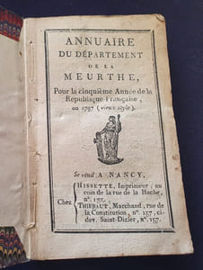 Annuaire du département de la Meurthe pour la cinquième année de la République Française ou 1797