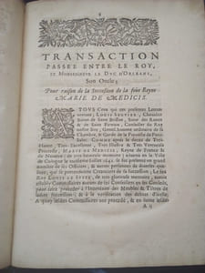  Transaction Lettres Patentes , Arrests et autres pièces concernant la succession de la feue Reyne Marie de Médicis , cédée par le Roy à Monseigneur le Duc d'Orléans , son oncle .