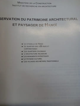 Conservation du patrimoine Architectural et Paysager de Hanoi . Collectif