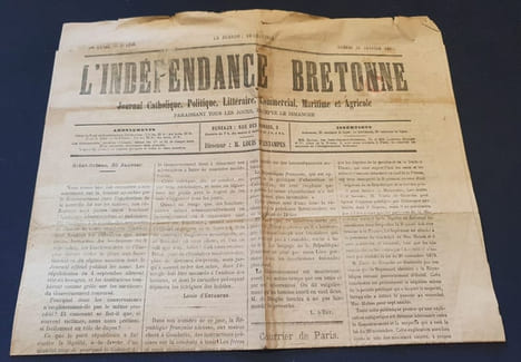 L'indépendance Bretonne - Journal catholique , politique , littéraire , commercial , maritime & agricole - 2 Numéros 12 et 31 Janvier 1874. undefined
