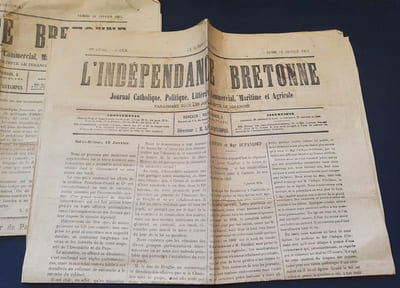 L'indépendance Bretonne - Journal catholique , politique , littéraire , commercial , maritime & agricole - 2 Numéros 12 et 31 Janvier 1874