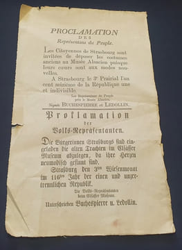 Musée Alsacien - Strasbourg - Proclamation concernant les costumes anciens 1908. Buchespierre Ledollin