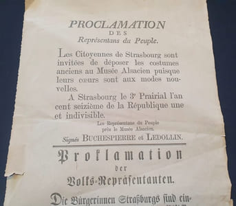 Musée Alsacien - Strasbourg  - Proclamation concernant les costumes anciens 1908