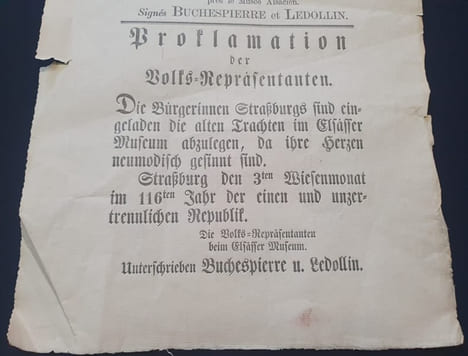 Musée Alsacien - Strasbourg - Proclamation concernant les costumes anciens 1908. Buchespierre Ledollin