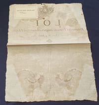Placard révolutionnaire - Loi relative aux François émigrés , créanciers de l'Etat - Donnée à Paris le 4 Janvier 1792
