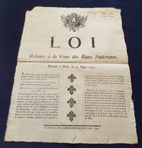 Placard révolutionnaire - Loi relative à la vente des Biens Nationaux - Donnée à Paris le 25 Mars 1791