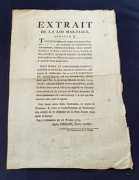 Placard révolutionnaire -Extrait de la loi martiale - Dunkerque 1792