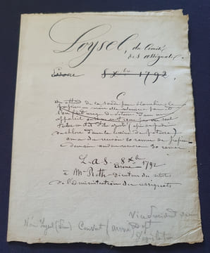 Courriers de Loysel du Comité des Assignats au citoyen Reth de l'administration des Assignats - 1792. undefined