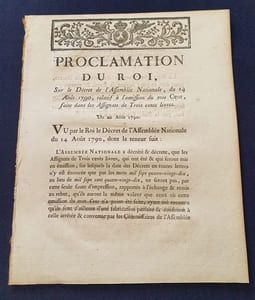 Proclamation du Roi sur le décret de l'Assemblée Nationale , du 14 Aout 1790 , relatif à l'omission du mot Cent , faite dans les Assignats de Trois Cents Livres