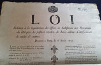 Loi relative à la liquidation des offices de Substituts des Procureurs du Roi prés les justices royales , de Jurés-Crieurs , Certificateurs de criées & autres Donnée à Paris le 6 Aout 1791