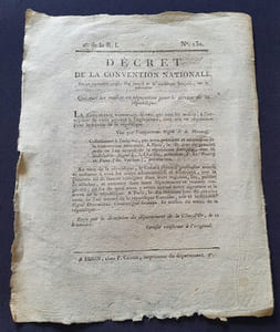 Décret de la Convention Nationale qui met les mulets en réquisition - 14 Septembre 1793
