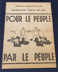 Elections législatives de 1936 - Manifeste Croix de Feu - Pour le peuple Par le peuple 