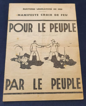 Elections législatives de 1936 - Manifeste Croix de Feu - Pour le peuple Par le peuple . undefined