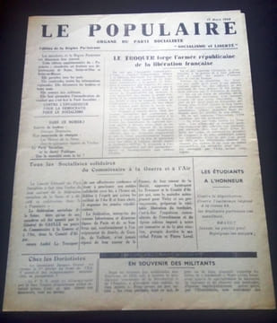 Le Populaire - Organe du Parti Socialiste - Édition de la Région Parisienne - Numéro du 14 Mars 1944. undefined