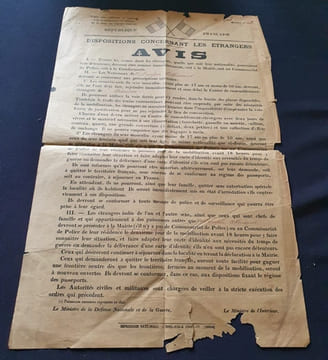 Affiche Disposition concernant les étrangers 1914. undefined