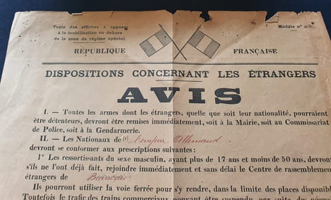 Affiche Disposition concernant les étrangers 1914. undefined