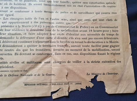 Affiche Disposition concernant les étrangers 1914. undefined