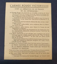 Tract de la Résistance Communiste - L'Armée rouge victorieuse