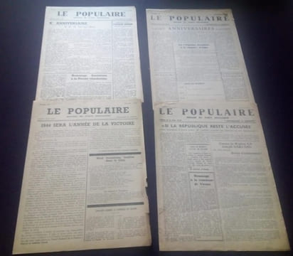 Le Populaire - Organe du Parti Socialiste - Édition Zone Nord - Numéros de Février , Novembre et Décembre 1943 et Janvier 1944. undefined
