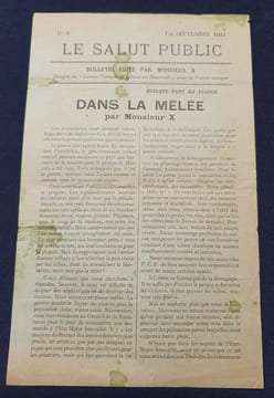 Tract - Le Salut Public - Bulletin édité par Monsieur X Délégué du Comité Français de Libération Nationale pour la France Occupée - Septembre 1944 - . ...