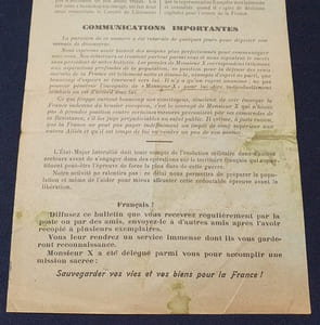 Tract - Le Salut Public - Bulletin édité par Monsieur X Délégué du Comité Français de Libération Nationale pour la France Occupée - Septembre 1944 - 