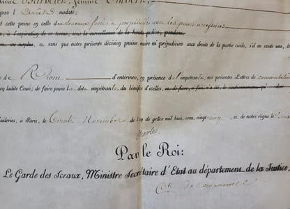 Grace Royale - 1825 Charles X -Anne Imbert comdamnée pour infanticide - Imprlmée sur peau de vélin .