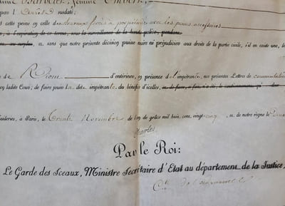 Grace Royale - 1825 Charles X  -Anne Imbert comdamnée pour infanticide - Imprlmée sur peau de vélin .