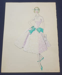 Dessin / Aquarelle originale de Bob Bugnand - Styliste des années 50/60