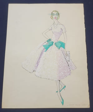 Dessin / Aquarelle originale de Bob Bugnand - Styliste des années 50/60. undefined